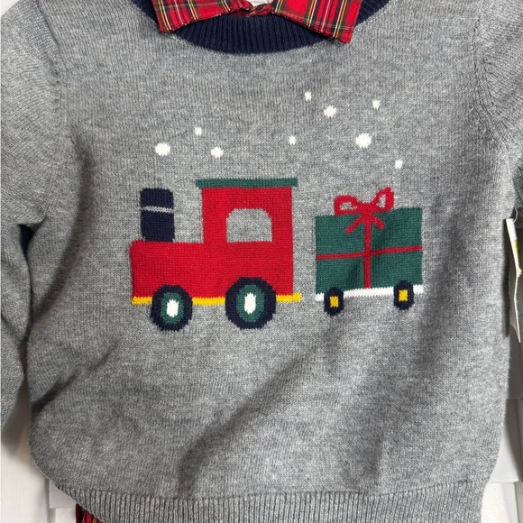 NWT Starting Out Toddler Boys Sweater w Red Plaid Shirt & Corduroy Set Size 18M - Picture 2 of 5